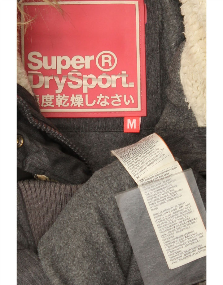 Damska wyściełana kurtka z kapturem Superdry UK 12, średni szary poliester