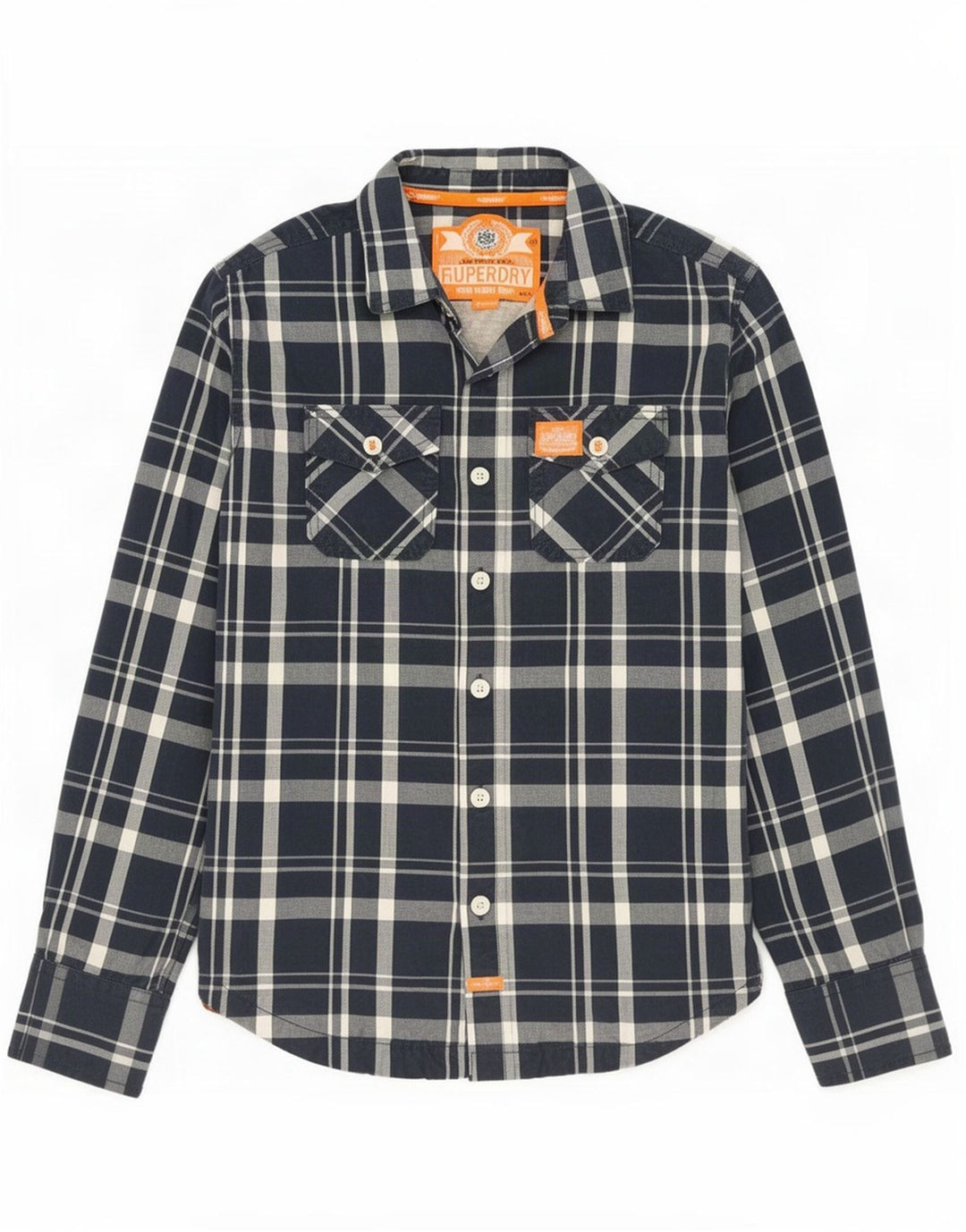 Koszula męska Superdry, bawełniana, w średnią granatową kratkę