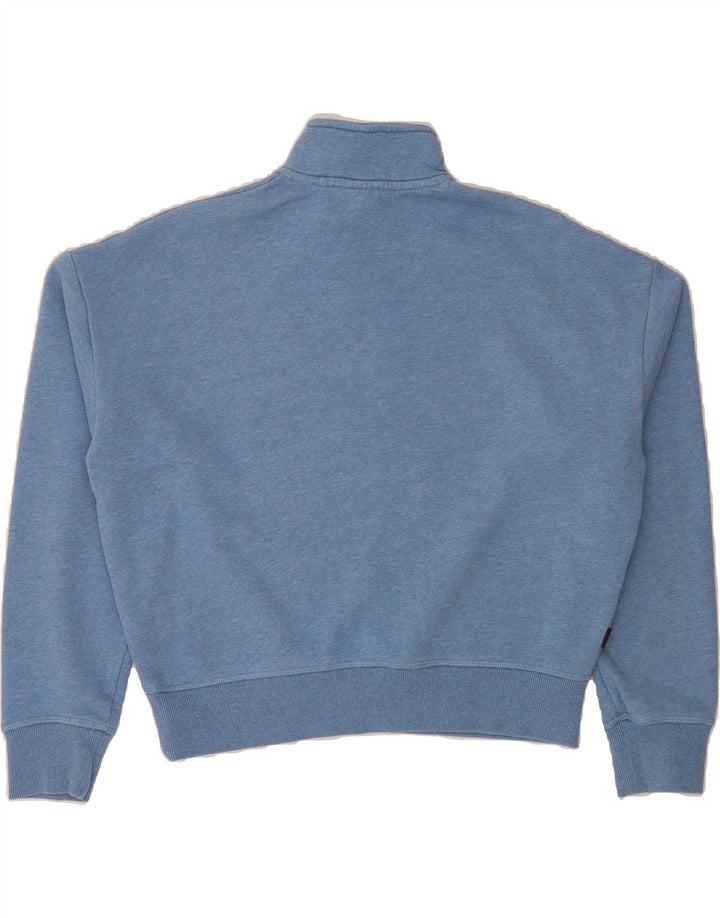 SUPERDRY Womens Oversized Crop Sweatshirt Jumper UK 14 Large Blue Cotton Vintage Superdry and Second-Hand Superdry from Messina Hembry 