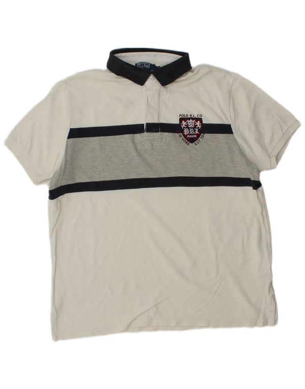 POLO RALPH LAUREN Męska koszulka polo o dopasowanym kroju, duża, bawełniana w białe paski