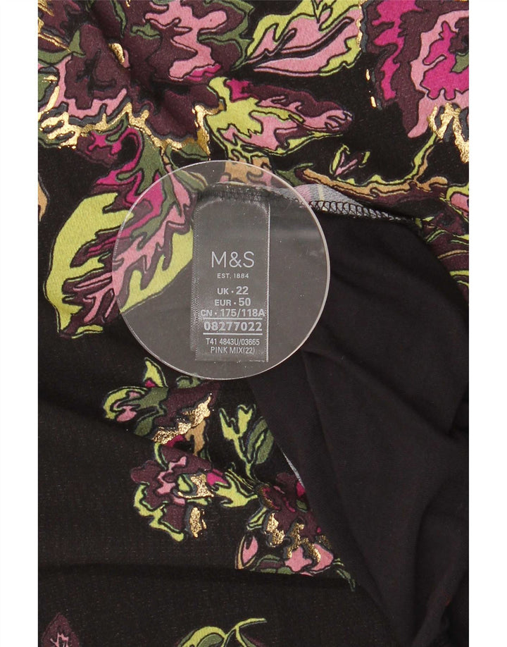 Bluzka damska Marks & Spencer UK 22 3XL Czarny kwiatowy poliester