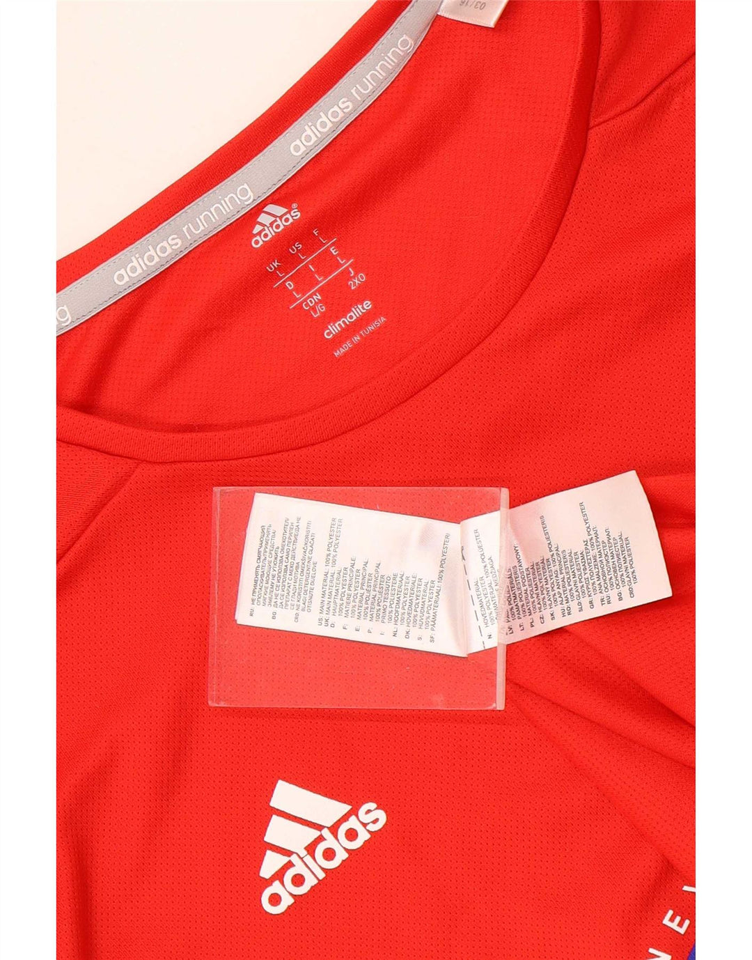 Męska koszulka Adidas Climalite z grafiką, duża, czerwona, poliestrowa