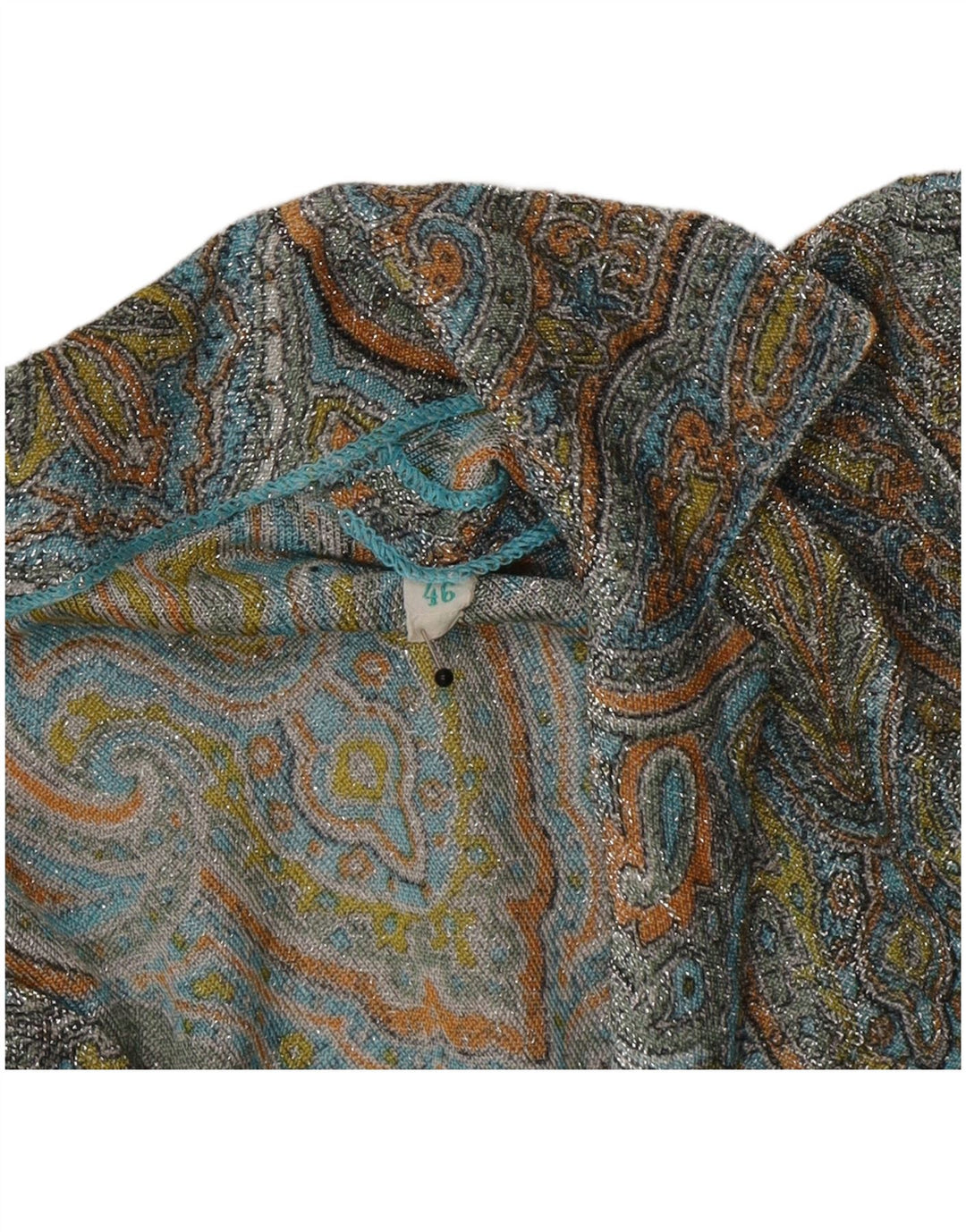 Damska bluzka koszulowa w stylu vintage IT 46, duża, wielokolorowa paisley