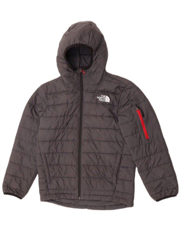 Wyściełana kurtka chłopięca z kapturem The North Face na 11-12 lat, duża, szara, z poliestru