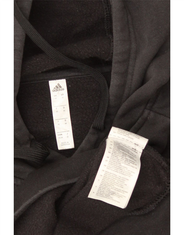 Męski sweter z kapturem ADIDAS, średni czarny, bawełniany