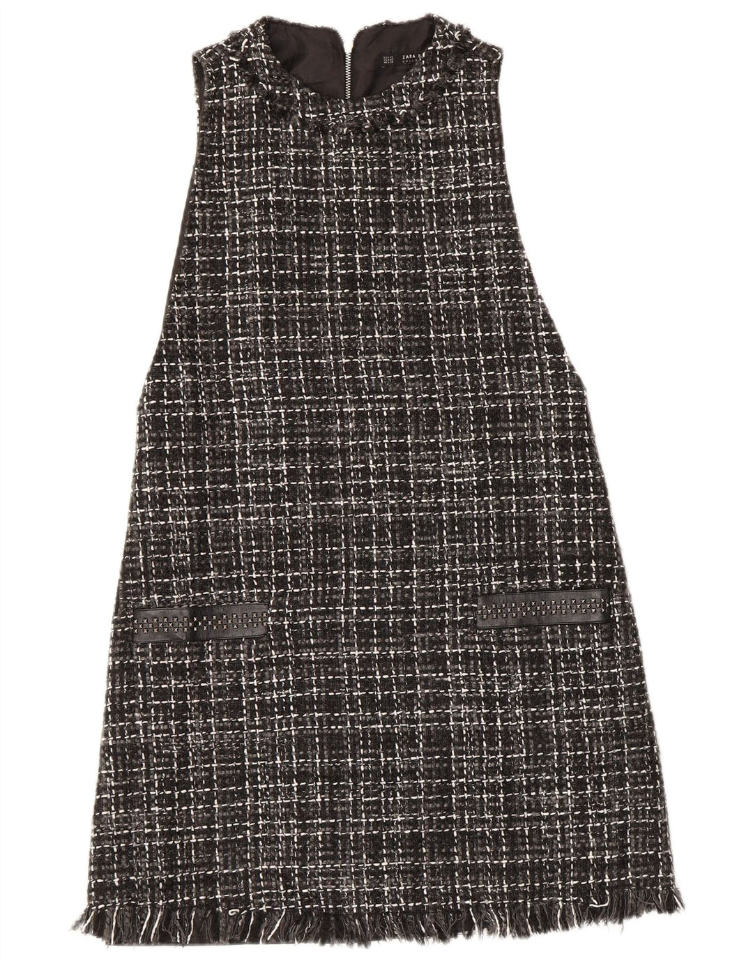 Damska sukienka typu shift bez rękawów Zara UK 6 XS w czarną kratkę, akryl