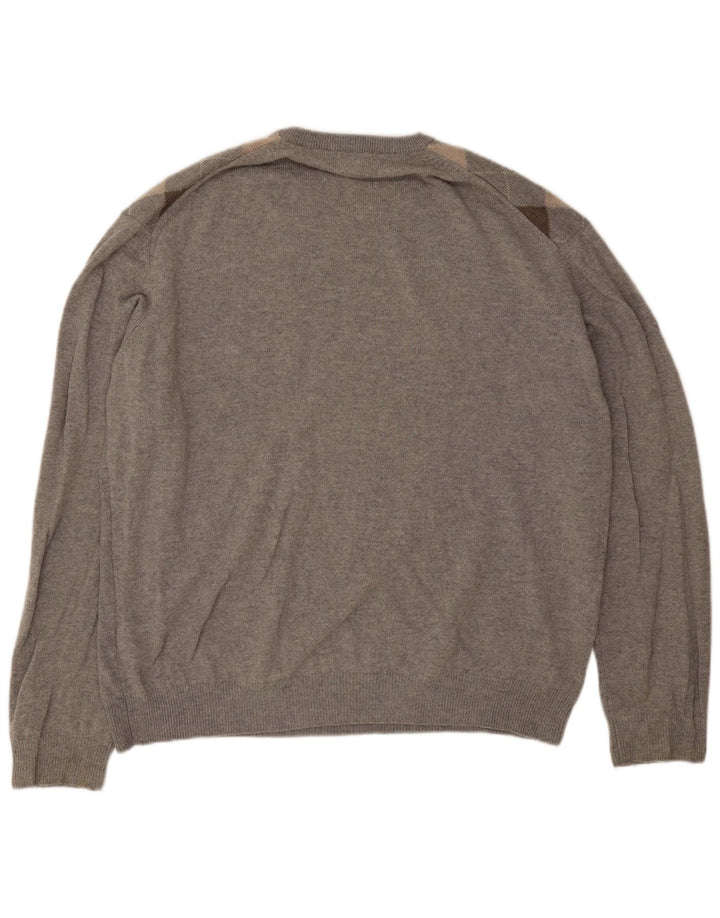 Marks & Spencer Męski sweter z dekoltem w kształcie litery V, 2XL, szary Argyle/Diament