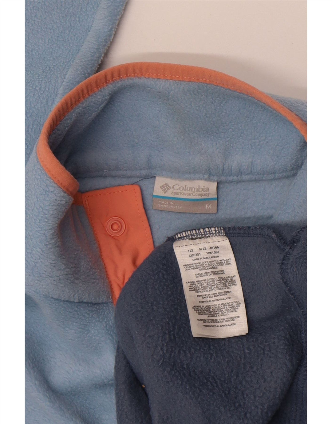 Męski sweter polarowy Columbia z guzikami i kołnierzem, średni niebieski, poliester w blokach kolorów