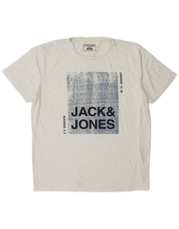 Męski T-shirt z grafiką JACK & JONES o regularnym kroju, XL, biała, bawełniana