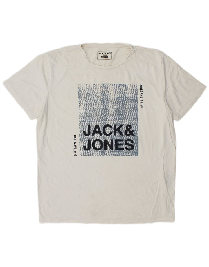 Męski T-shirt z grafiką JACK & JONES o regularnym kroju, XL, biała, bawełniana