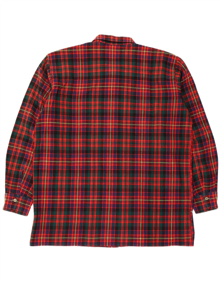 Vintage męska koszula flanelowa w średnią czerwoną kratkę