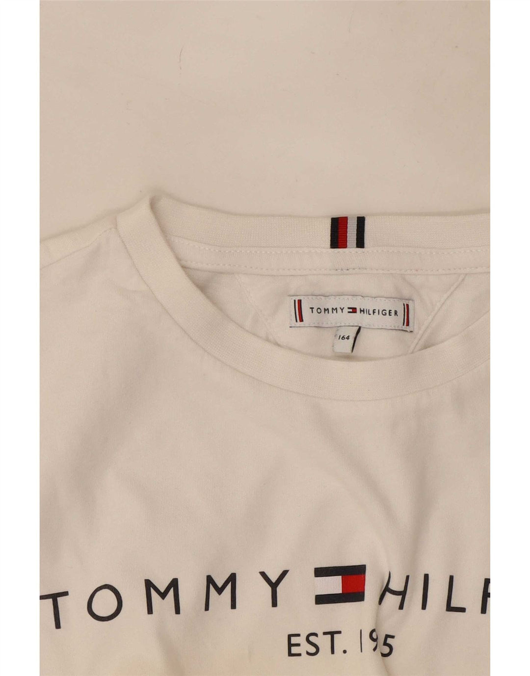 Chłopięcy top z grafiką Tommy Hilfiger z długim rękawem, 13-14 lat, biały