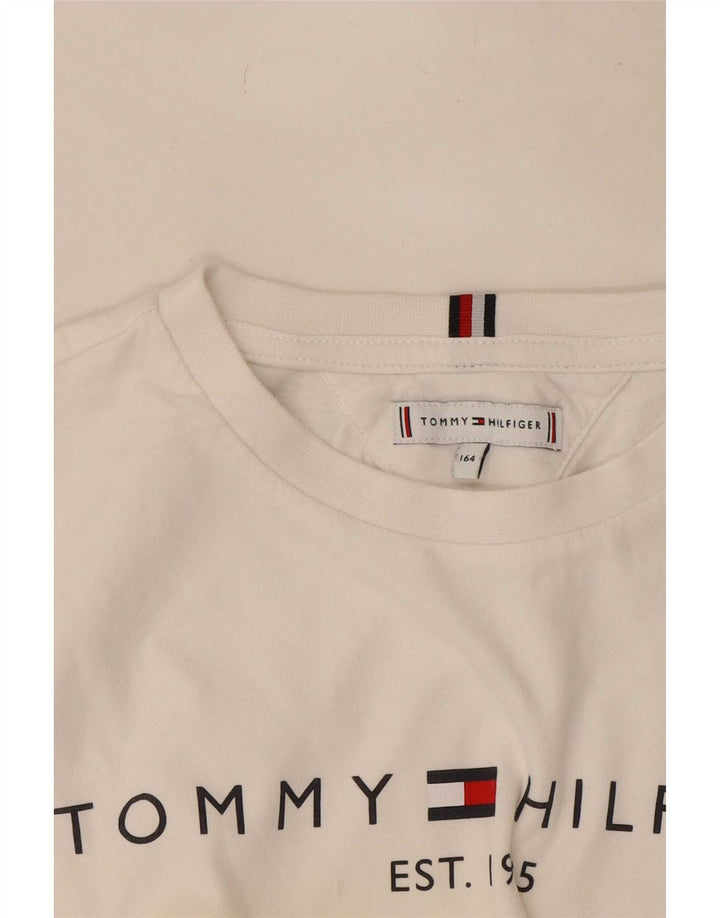 Chłopięcy top z grafiką Tommy Hilfiger z długim rękawem, 13-14 lat, biały