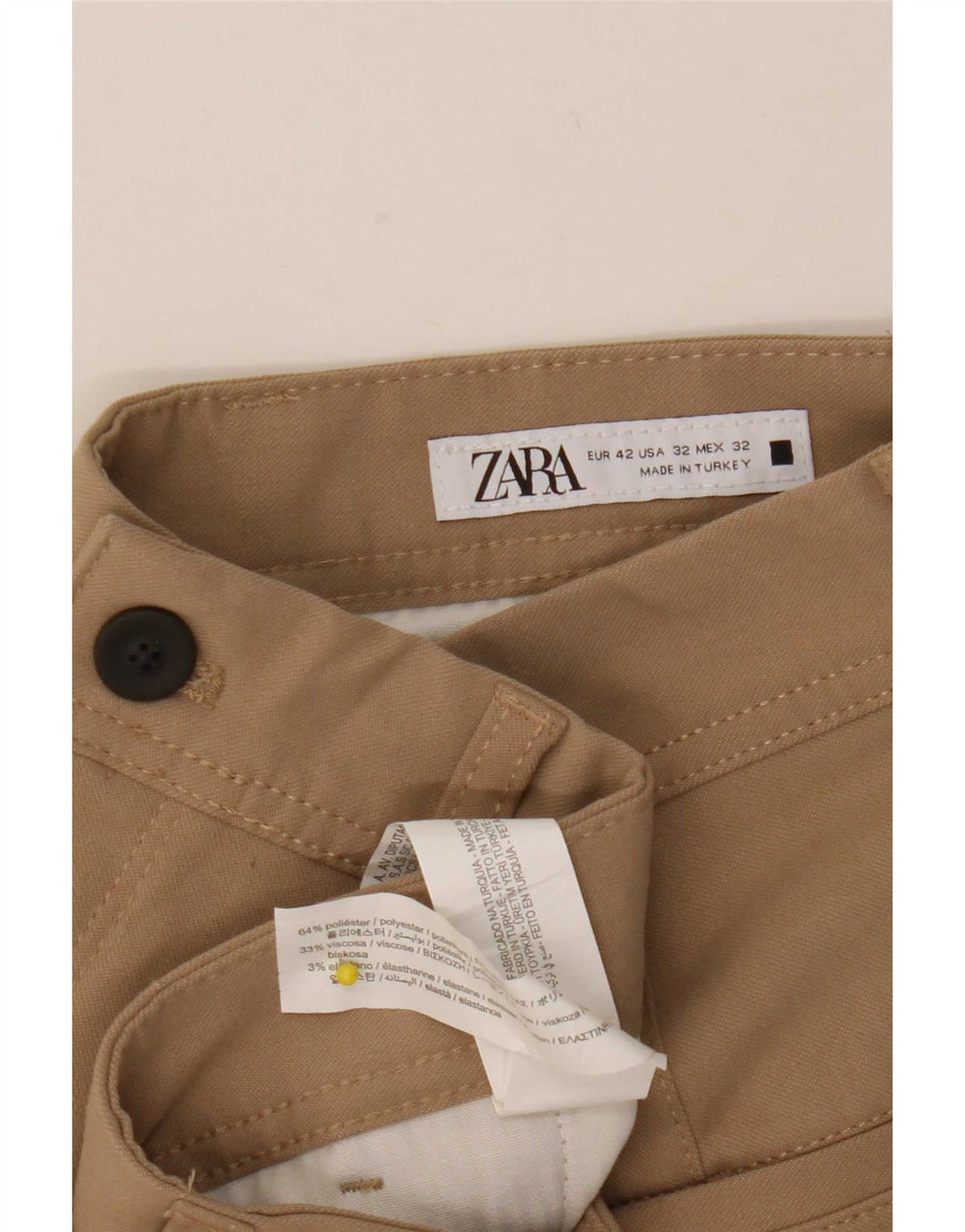 Męskie spodnie chino Zara EU 42 Large W32 L28 Beżowy poliester