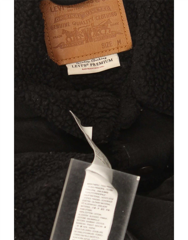 Męska kurtka dżinsowa Levi's Sherpa UK 38, średnia czarna bawełna