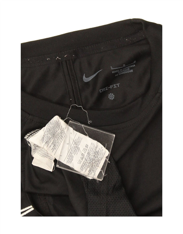 Męski T-shirt Nike Dri Fit, duży, czarny poliester z blokami kolorów
