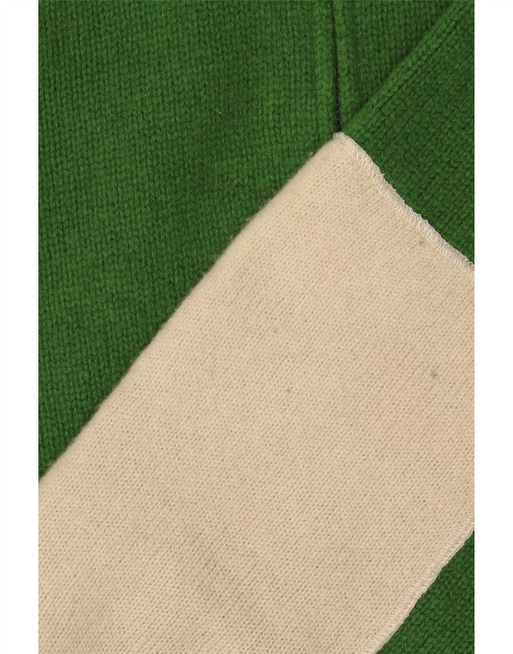 Męski sweter rozpinany VINTAGE z grafiką, wełniany, w kolorze średniej zieleni