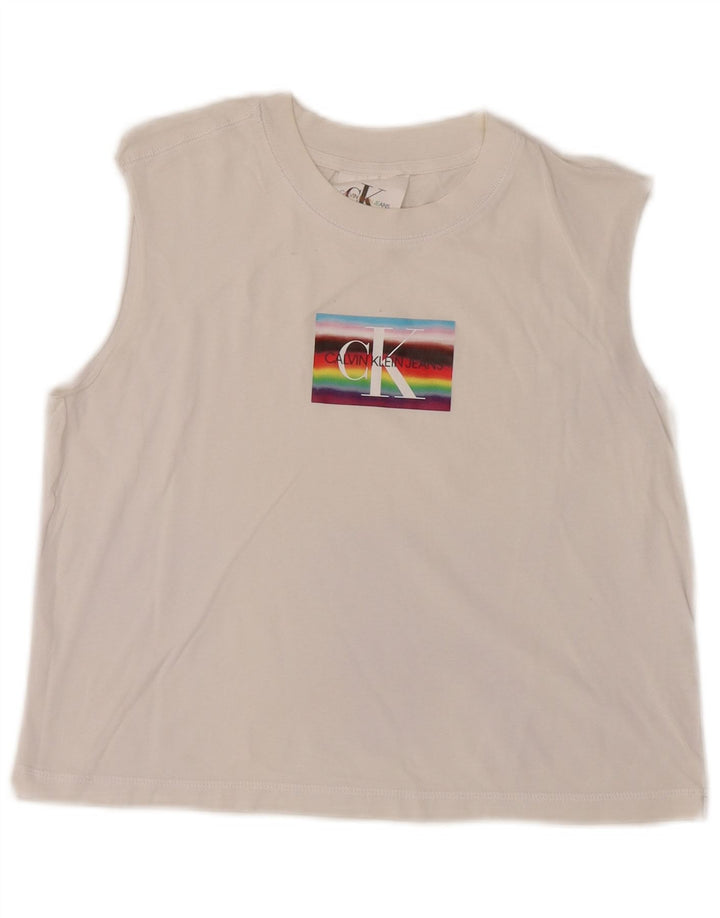 Damska kamizelka Calvin Klein Crop Graphic UK 12 Medium White