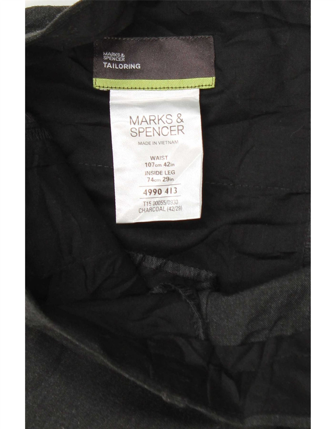 Męskie zwężane spodnie garniturowe Marks & Spencer W42 L29 Szary poliester