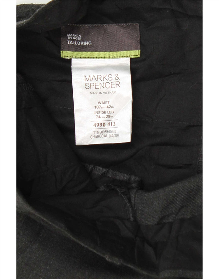 Męskie zwężane spodnie garniturowe Marks & Spencer W42 L29 Szary poliester