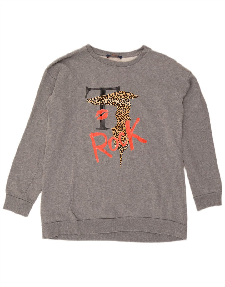 Męska bluza z grafiką Trussardi Jeans, duża, szara, bawełniana