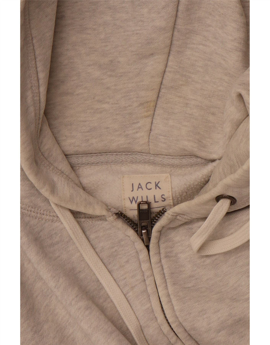JACK WILLS Męski sweter z kapturem i zamkiem, mały, szary, bawełniany