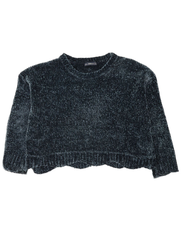 Damski sweter oversize z okrągłym dekoltem Zara UK 14, średni granatowy