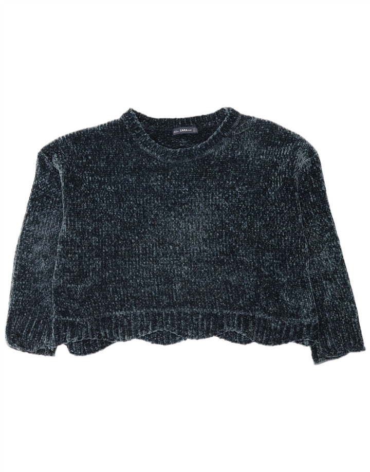 Damski sweter oversize z okrągłym dekoltem Zara UK 14, średni granatowy