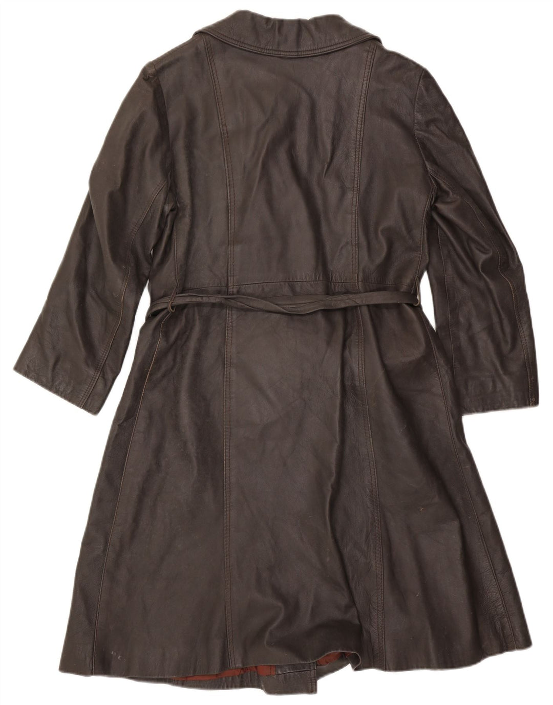 Damski płaszcz skórzany VINTAGE UK 14 Średni brąz