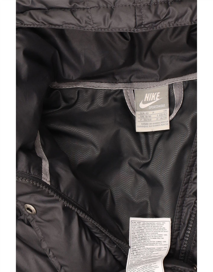Damska wyściełana kurtka z kapturem i kapturem Nike UK 8/10, mała, czarna, poliestrowa