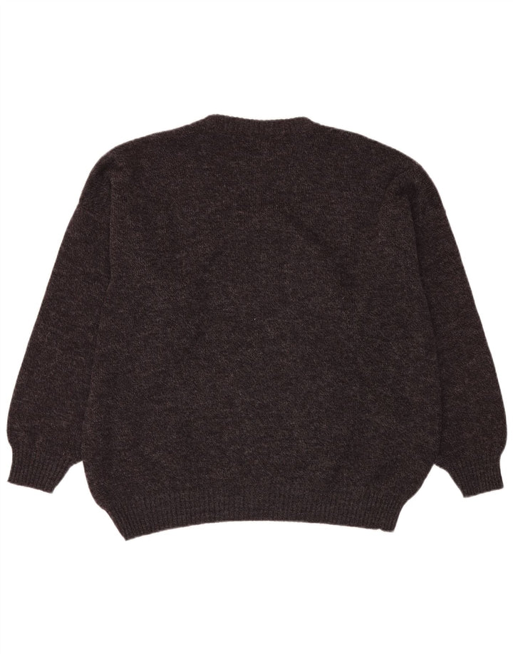 Męski sweter z okrągłym dekoltem VINTAGE IT 54 XL Szary Fair Isle Wool