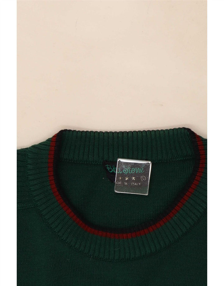 Męski sweter z okrągłym dekoltem w stylu vintage, duży, zielony