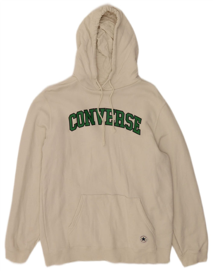 Męski sweter z kapturem Converse z grafiką, średniej wielkości, biały, bawełniany