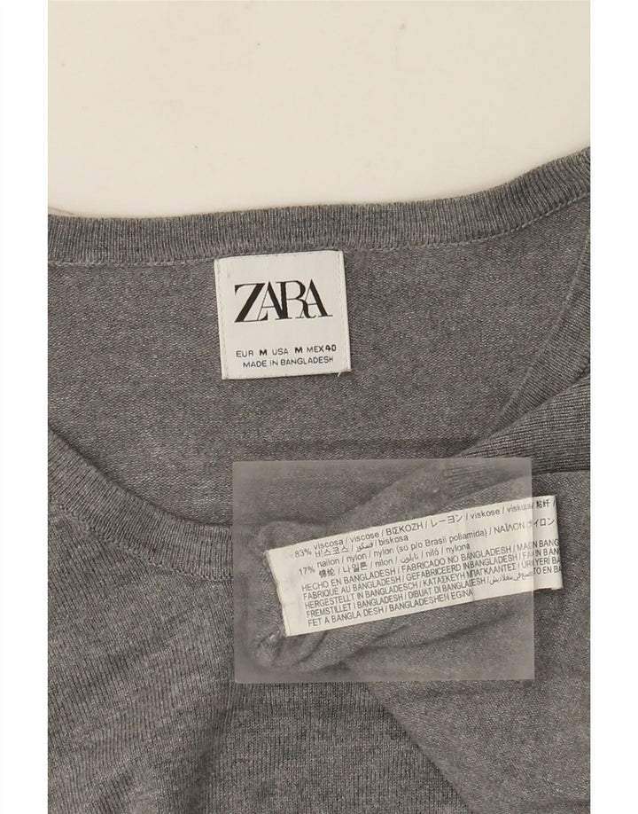 Męski sweter Zara z okrągłym dekoltem, średnioszara wiskoza