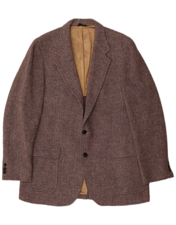 Męska marynarka zapinana na 2 guziki Harris Tweed UK 38 Średnia szara wełna