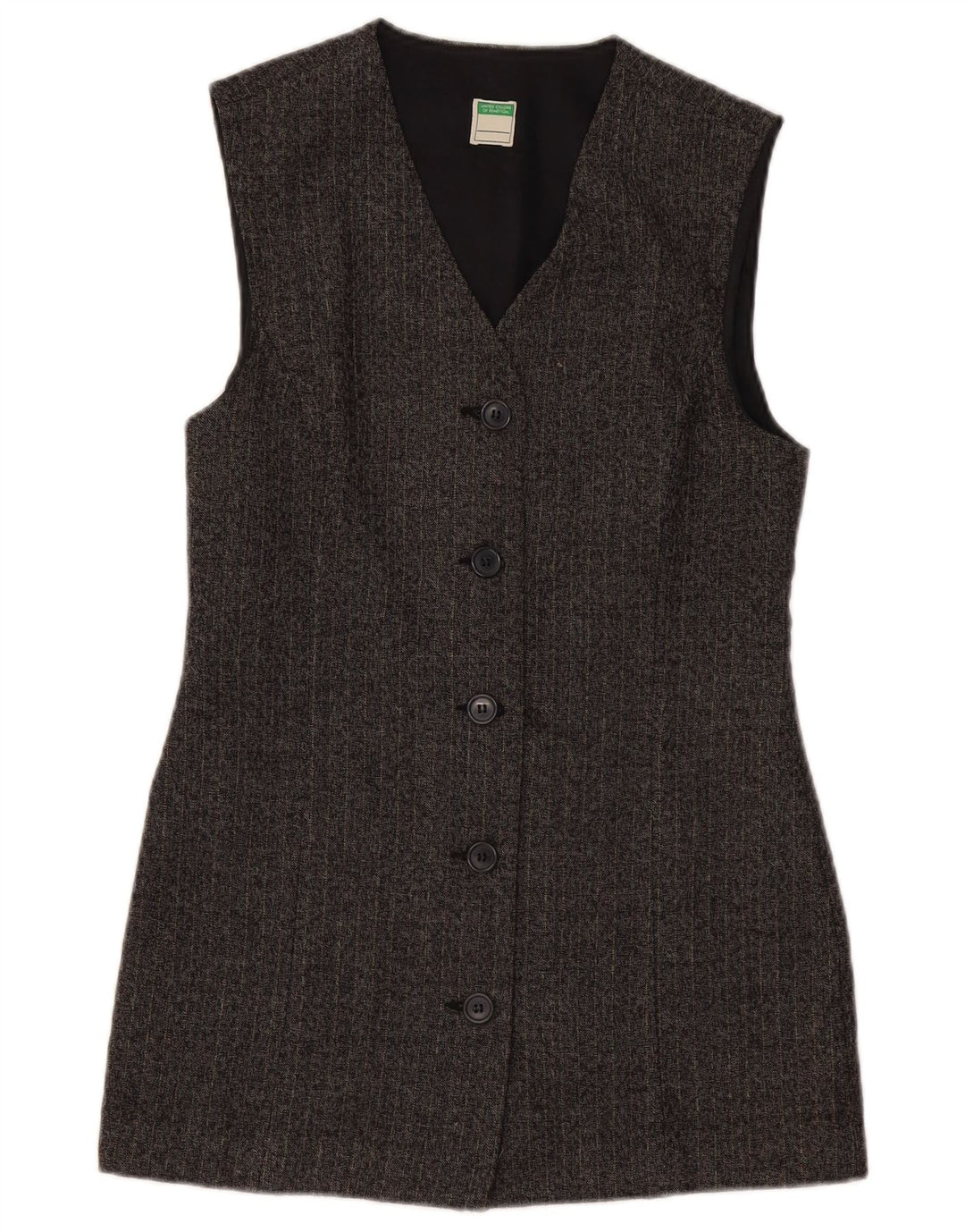 Damska marynarka BENETTON Longline UK 10 w małe szare prążki