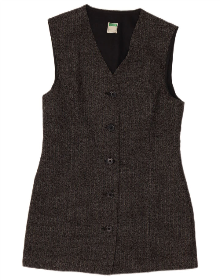 Damska marynarka BENETTON Longline UK 10 w małe szare prążki