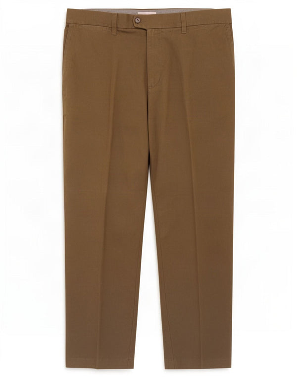 Marks & Spencer Męskie proste spodnie garniturowe W38 L29, bawełna khaki