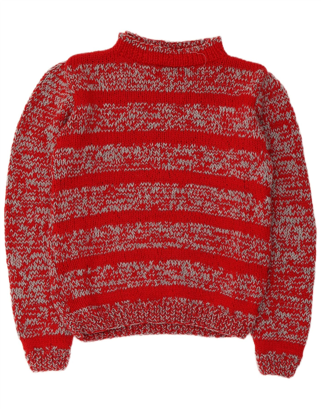 Vintage damski sweter z golfem UK 14 w średnie czerwone paski