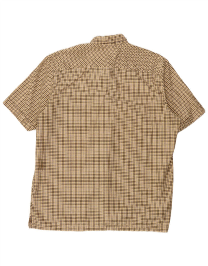 Koszula męska z krótkim rękawem Levi's, duża, beżowa, bawełniana w kratę