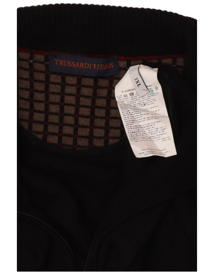 TRUSSARDI JEANS Męski sweter kardigan 3XL Czarna wełna