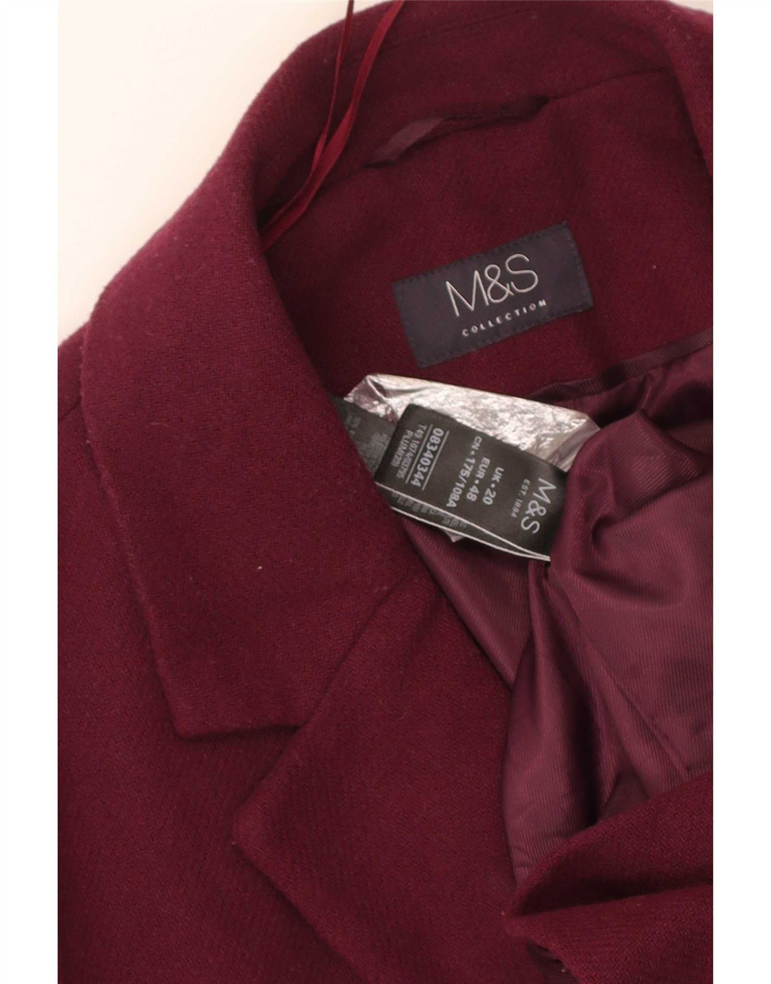 Marks & Spencer Płaszcz damski UK 20 2XL Burgundowy poliester