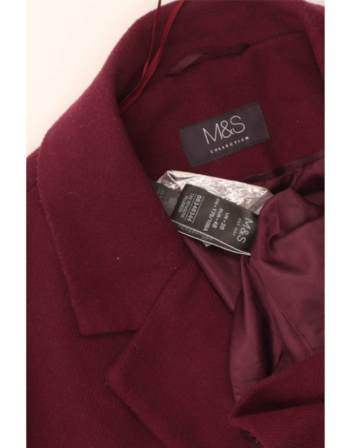 Marks & Spencer Płaszcz damski UK 20 2XL Burgundowy poliester