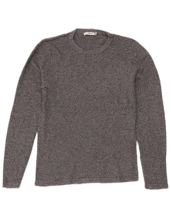 Męski sweter Jack & Jones z okrągłym dekoltem, średnioszary, bawełniany w plamki
