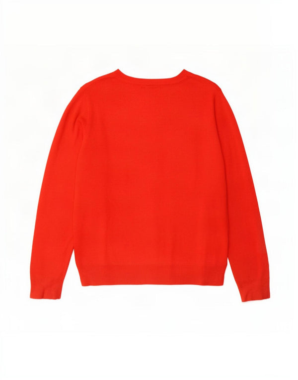 Marks & Spencer Damski sweter z dekoltem w łódkę UK 14, duży, czerwony akryl