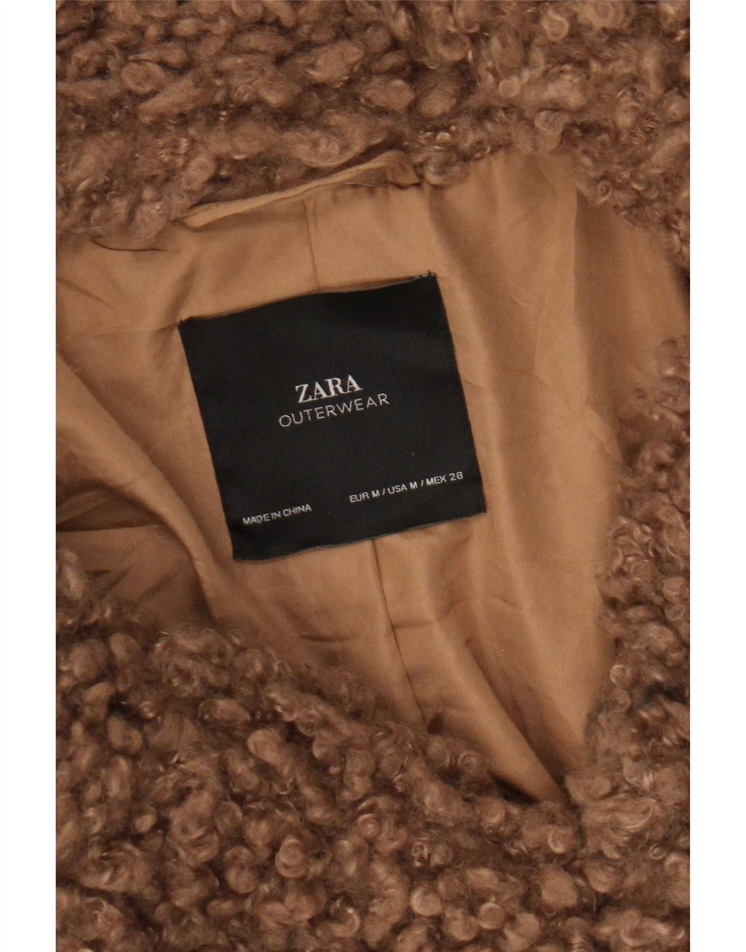 Damski płaszcz oversize ze sztucznego futra Zara UK 14, średni brąz