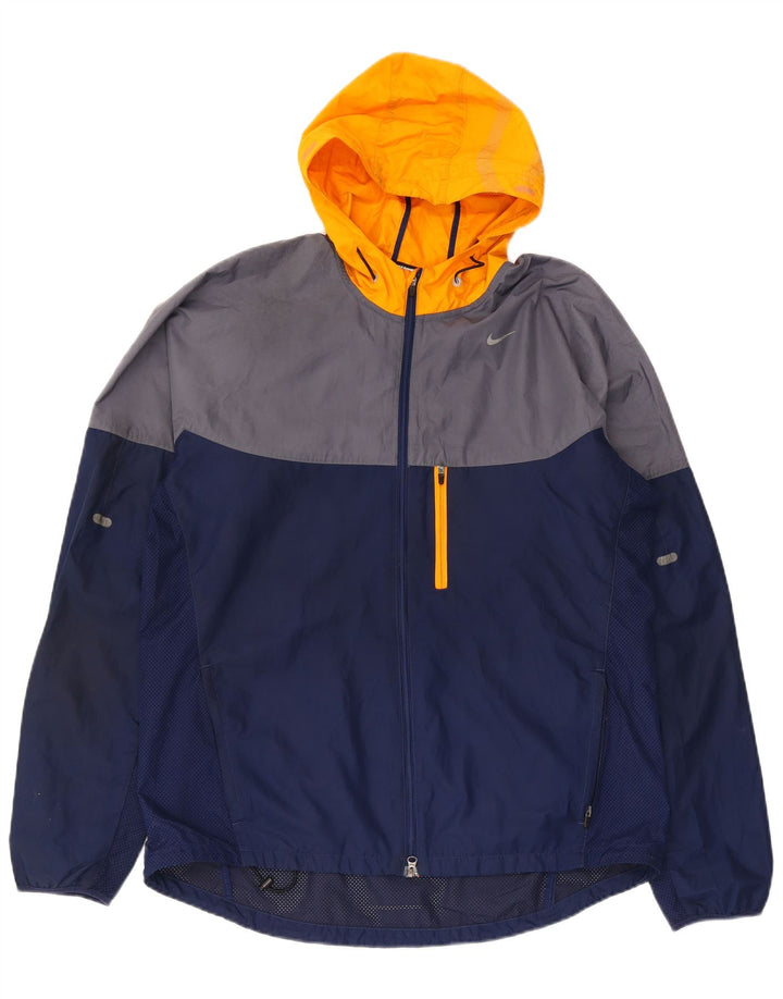 Męska bluza dresowa z kapturem do biegania Nike, duża, granatowa, z blokami kolorów