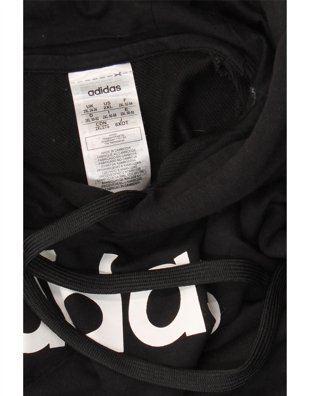 Damska bluza z kapturem ADIDAS z grafiką UK 24/26 2XL Czarna bawełna