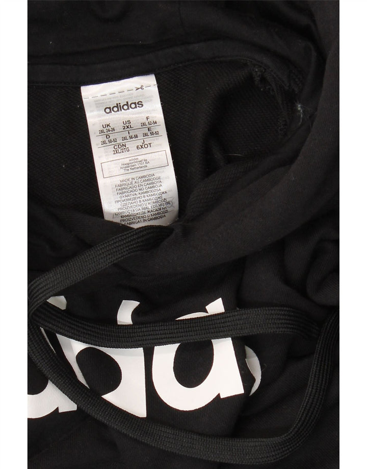Damska bluza z kapturem ADIDAS z grafiką UK 24/26 2XL Czarna bawełna