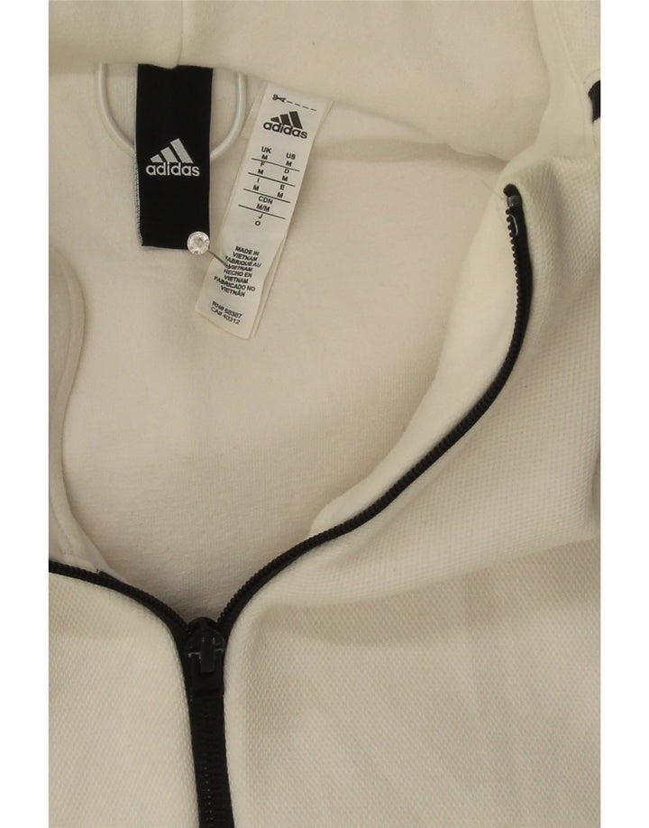 Męski sweter z kapturem i zamkiem błyskawicznym ADIDAS, średniej wielkości biała bawełna